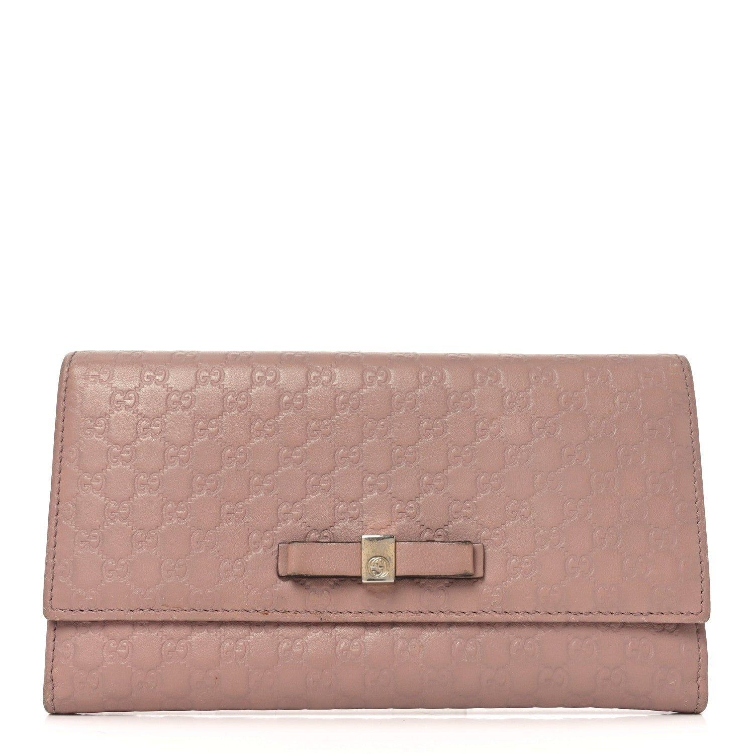 Gucci Microguccissima Bow Continental Wallet Soft Pink