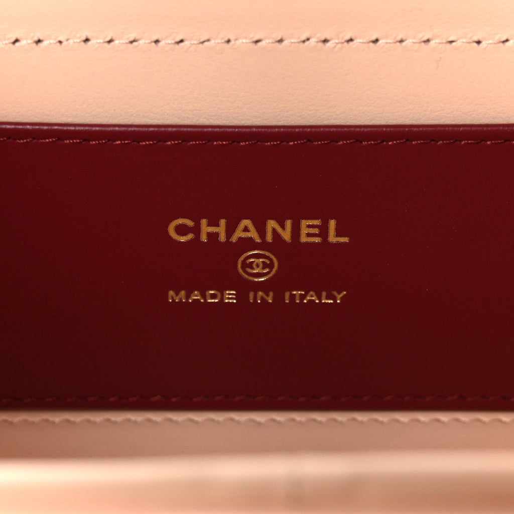 Chanel Shiny Caviar Preppy Coco Long Vanity With Strap Light Pink