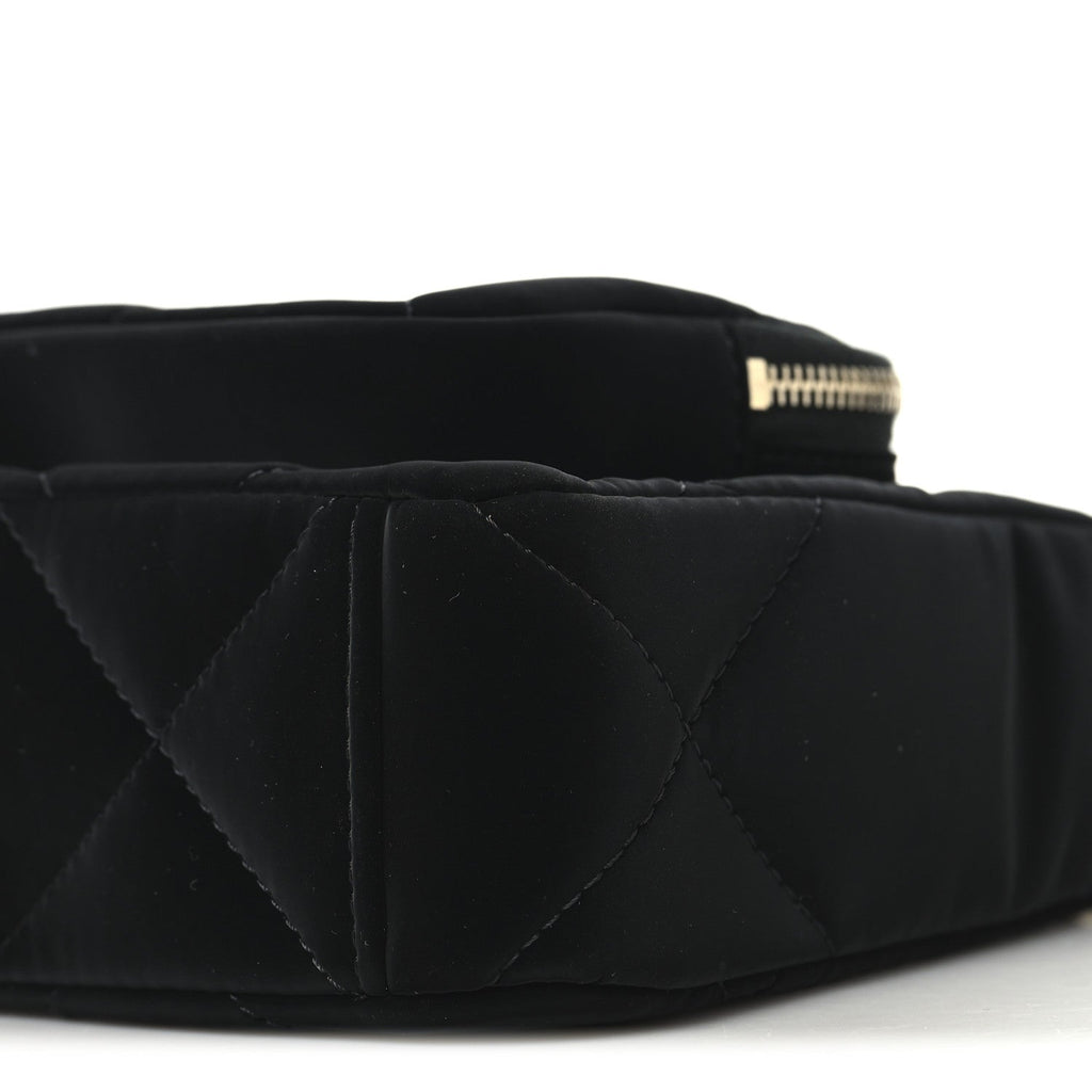 Chanel Velvet Effect Nylon Shiny Crumpled Calfskin Quilted Chanel 25 Clutch With Chain Black