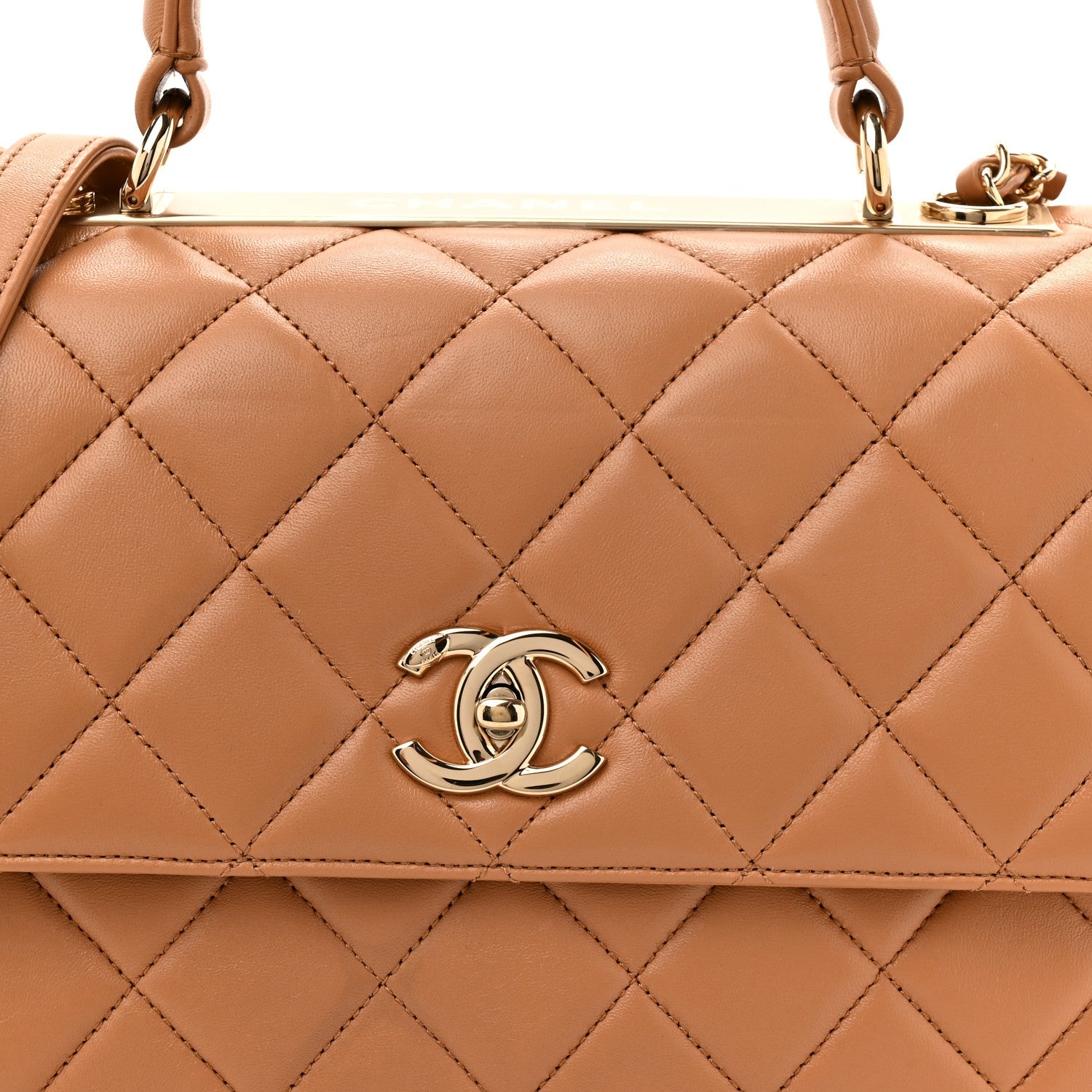 Chanel Lambskin Quilted Medium Trendy CC Flap Dual Handle Bag Camel