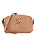 Gucci Calfskin Matelasse Monochrome Small GG Marmont Chain Shoulder Bag Camelia