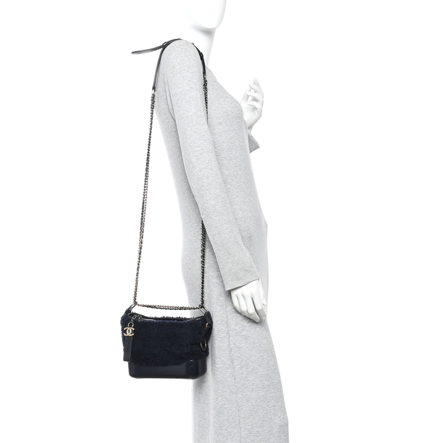Chanel Shearling Small Gabrielle Hobo Navy