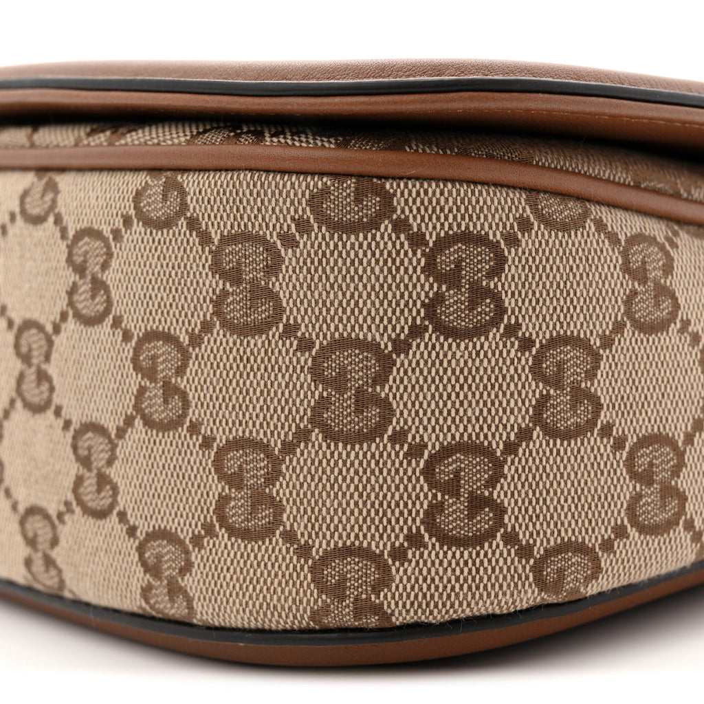 Gucci GG Monogram Calfskin Medium Blondie Top Handle Bag Beige Dark Brown