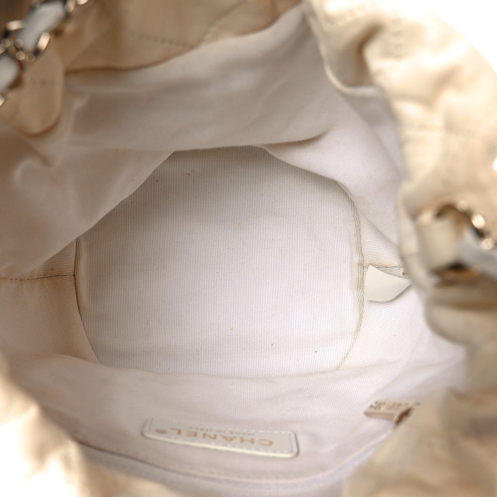 Chanel Lambskin Quilted Pearl Mini About Pearls Drawstring Bag White