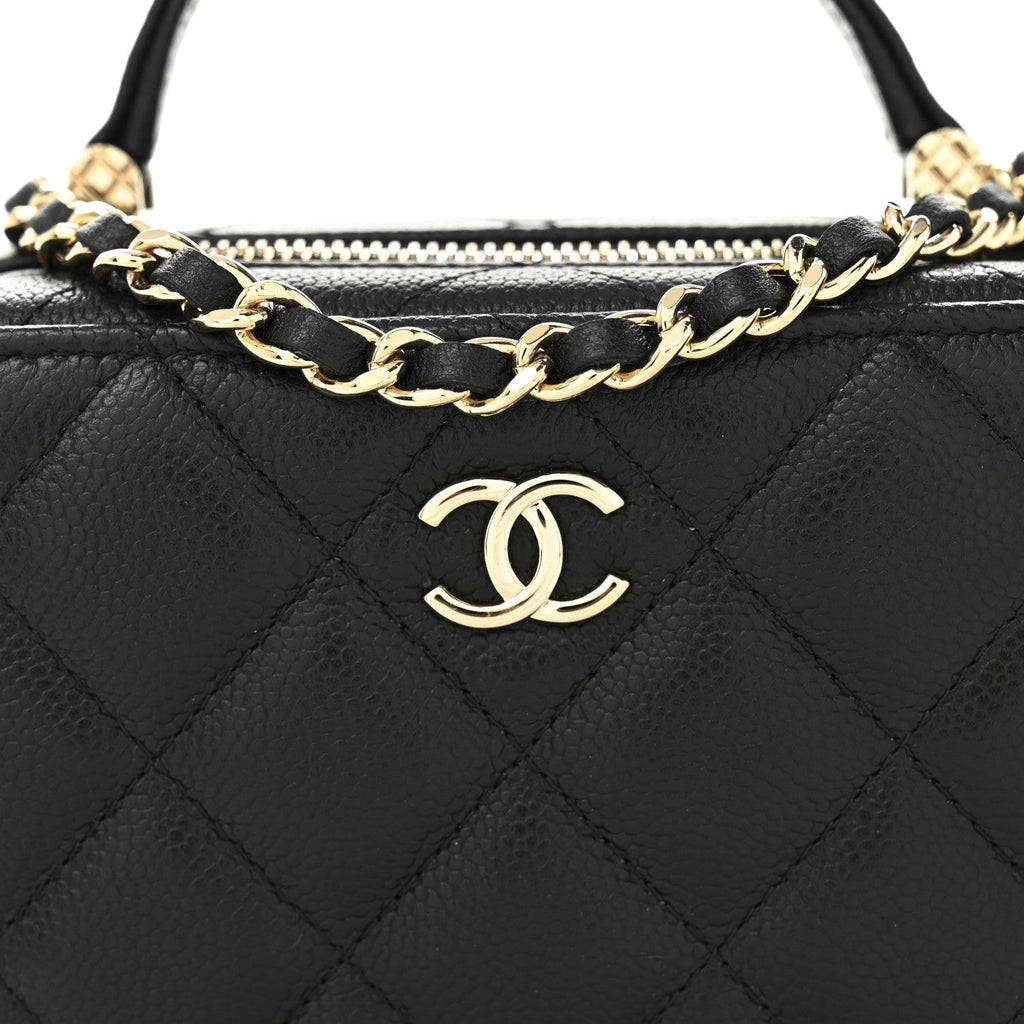 Chanel Caviar Quilted Small Top Handle Vanity Case Black