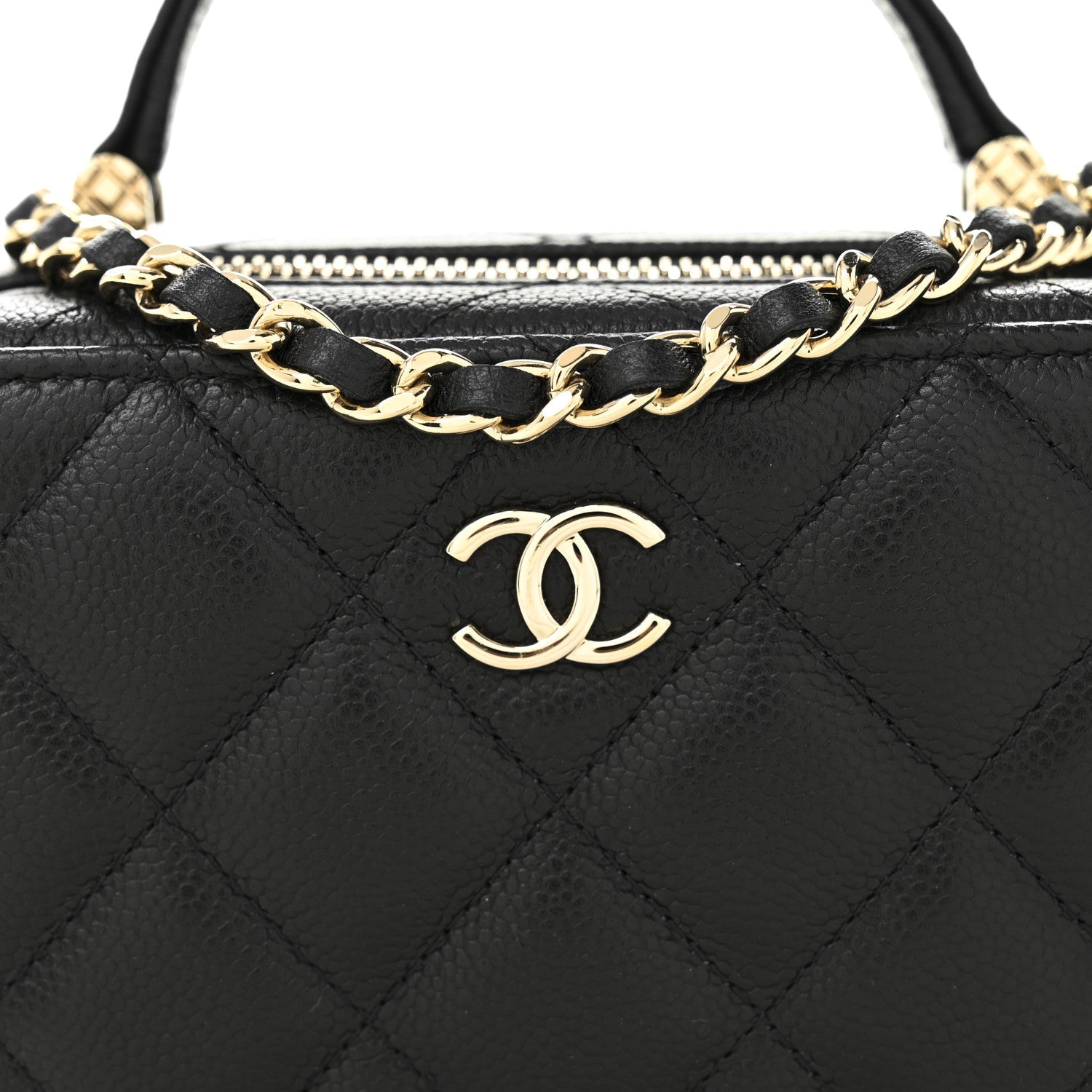 Chanel Caviar Quilted Small Top Handle Vanity Case Black