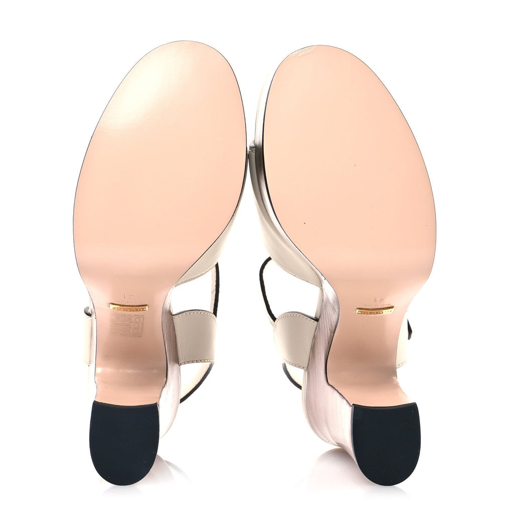 Gucci Cosmos Softy Calfskin Wooden Interlocking G Cut-Out 30/120mm Platform Sandals 41 Mystic White