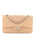 Chanel Lambskin Quilted Medium Double Flap Beige