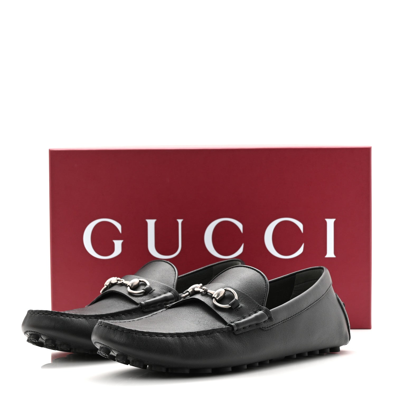 Gucci Soft Clove Calfskin Mens Horsebit Driver Loafers 9.5 Black