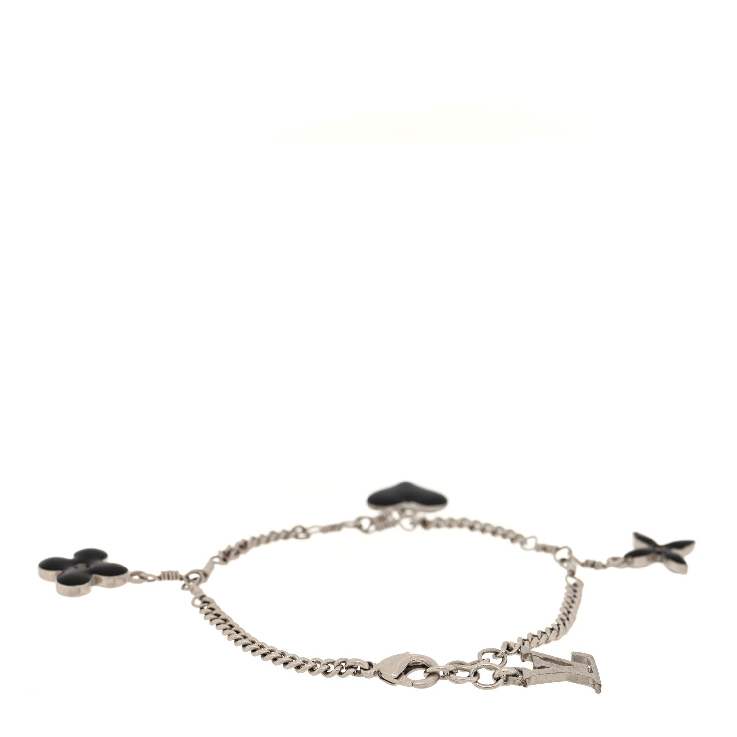 Louis Vuitton Sweet Monogram Charm Bracelet Silver Black
