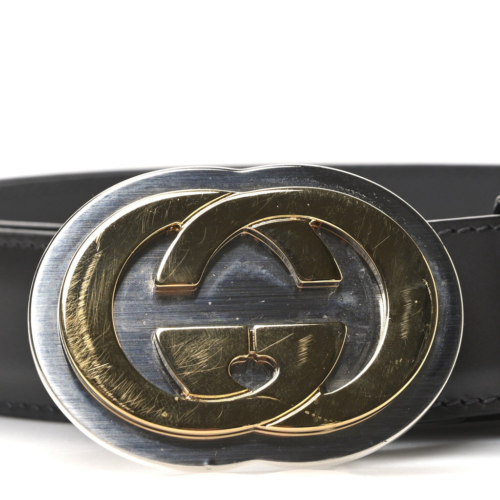 Gucci Smooth Calfskin Interlocking G Belt 95 38 Grey