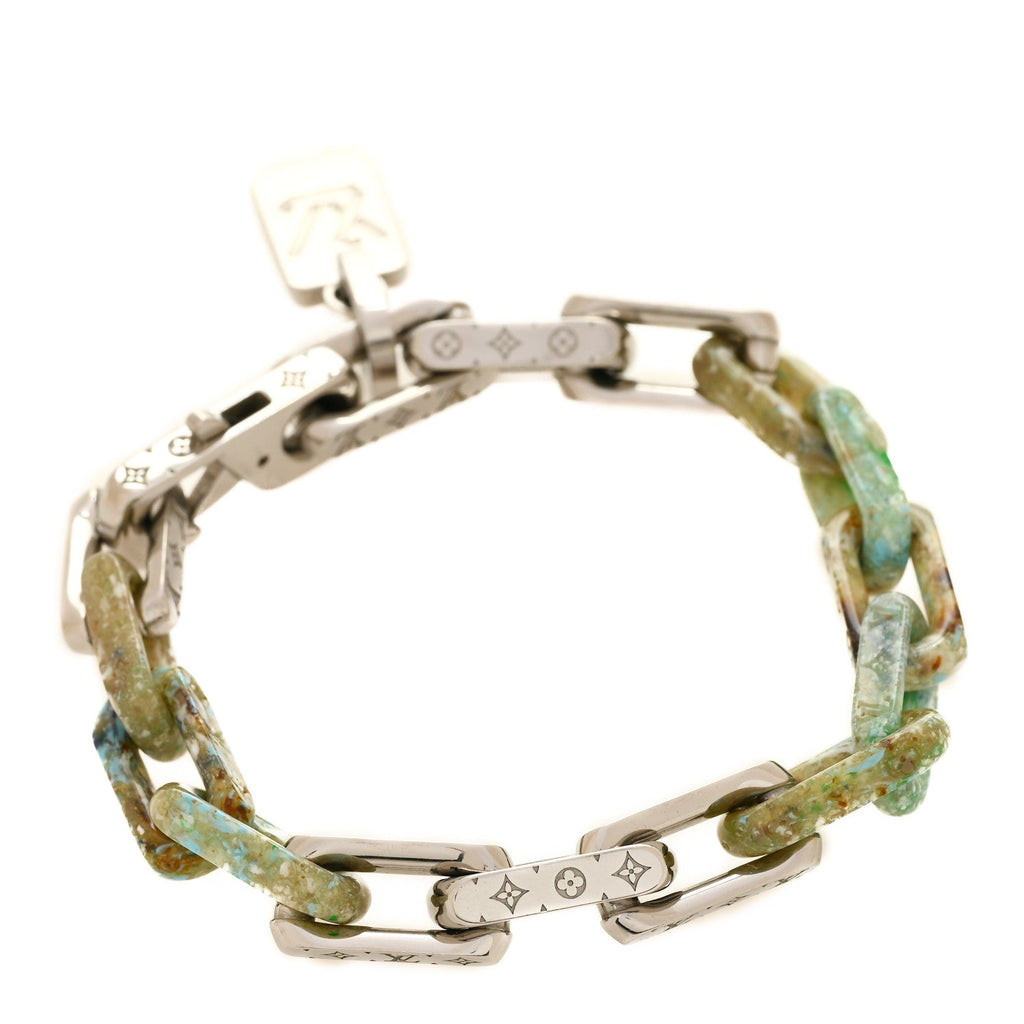 Louis Vuitton Metal Resin Monogram Chain Bracelet  Silver