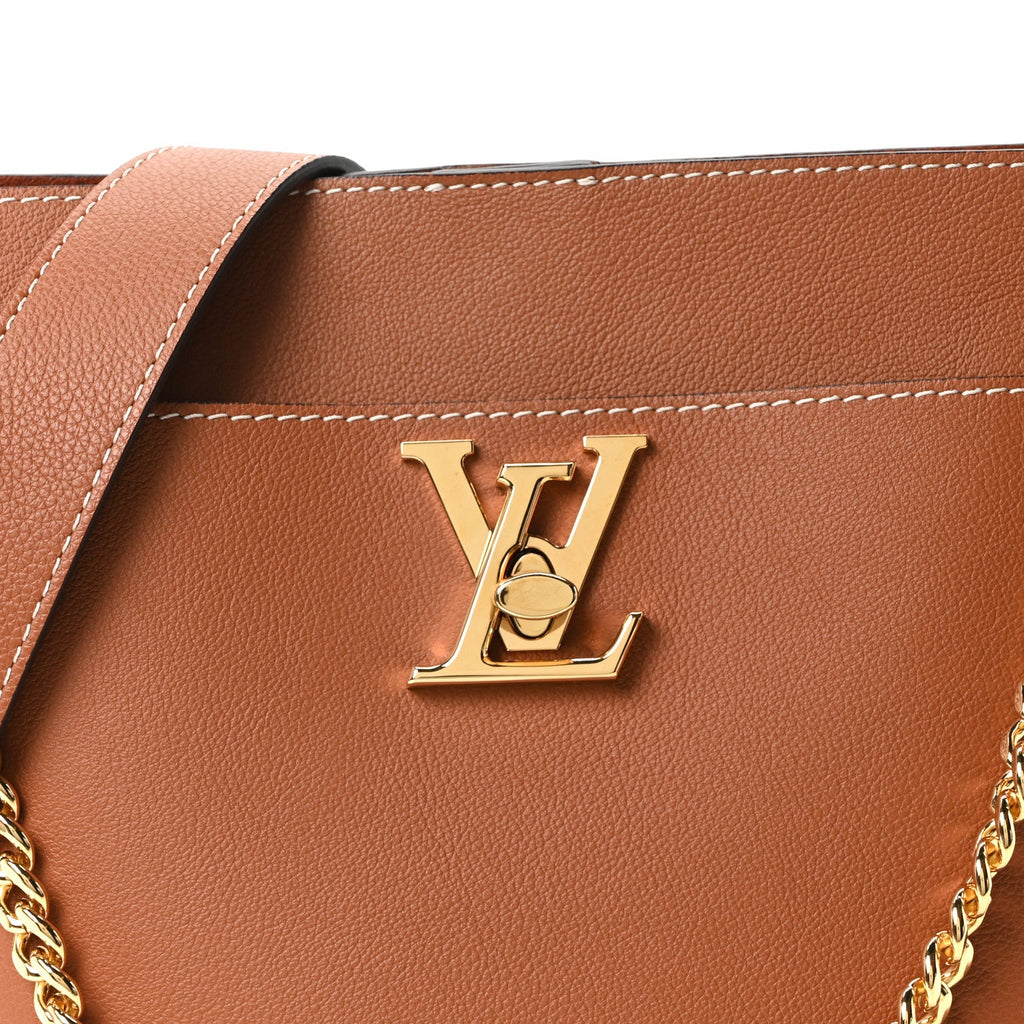 Louis Vuitton Calfskin Lock and Walk Bucket Cognac