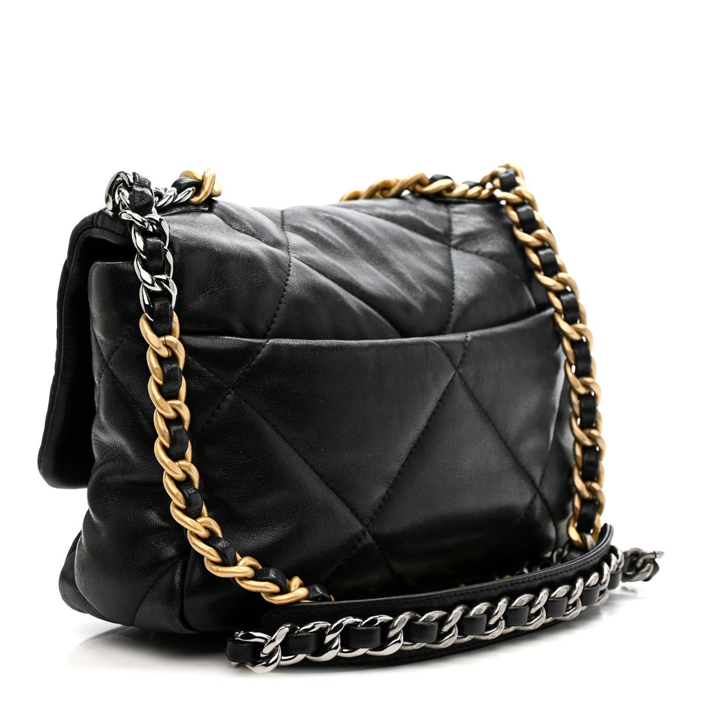 Chanel Lambskin Quilted Medium Chanel 19 Flap Black
