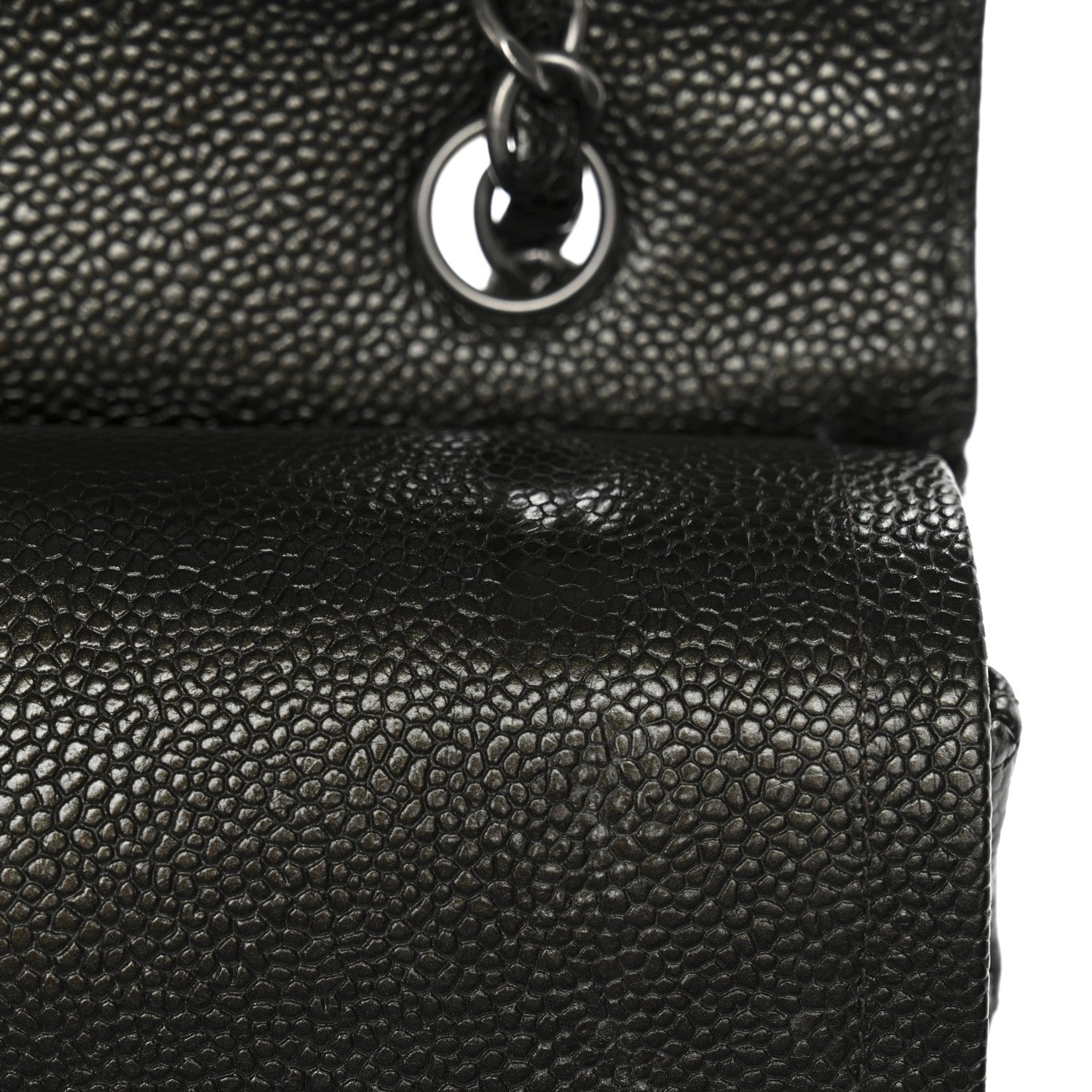 Chanel Metallic Caviar Quilted Medium Double Flap Dark Charcoal