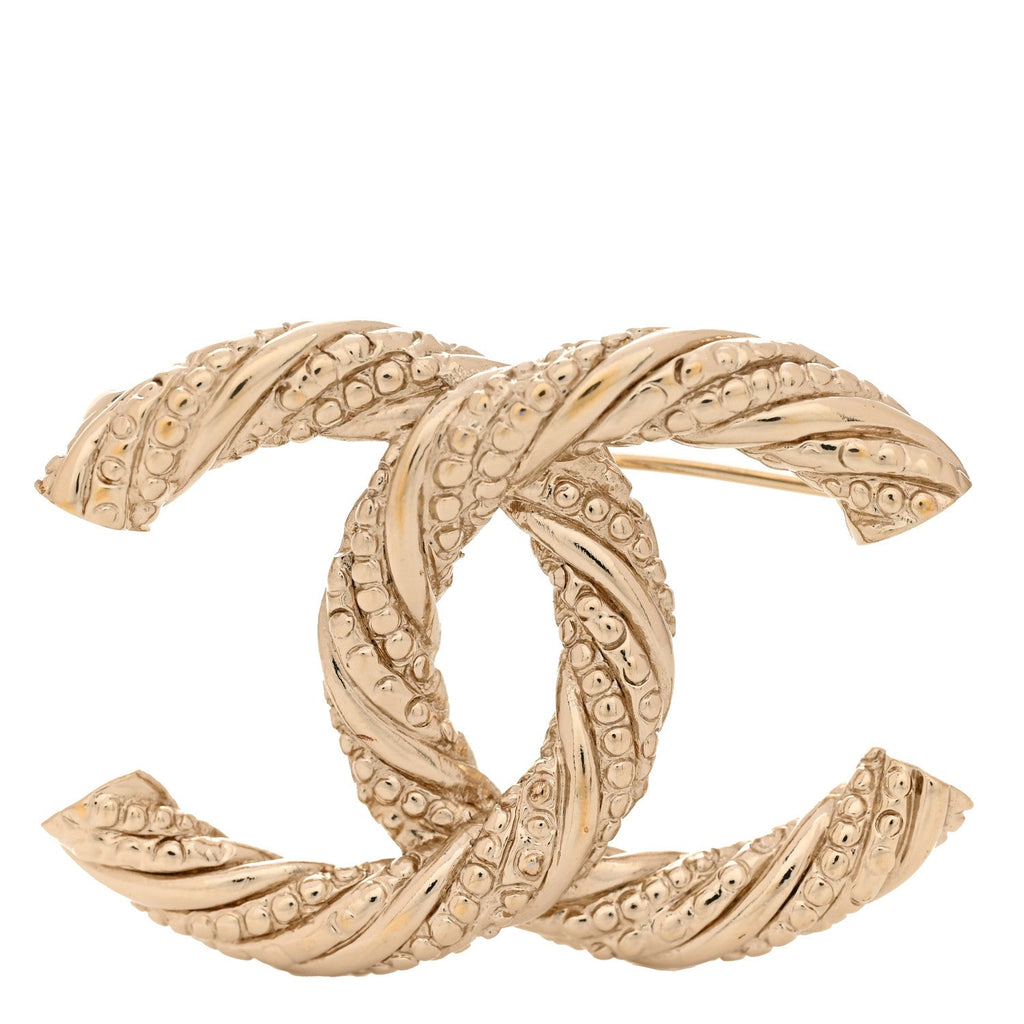 Chanel Twisted CC Brooch Light Gold