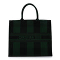 Christian Dior Canvas Embroidered Checkered Book Tote Black Green