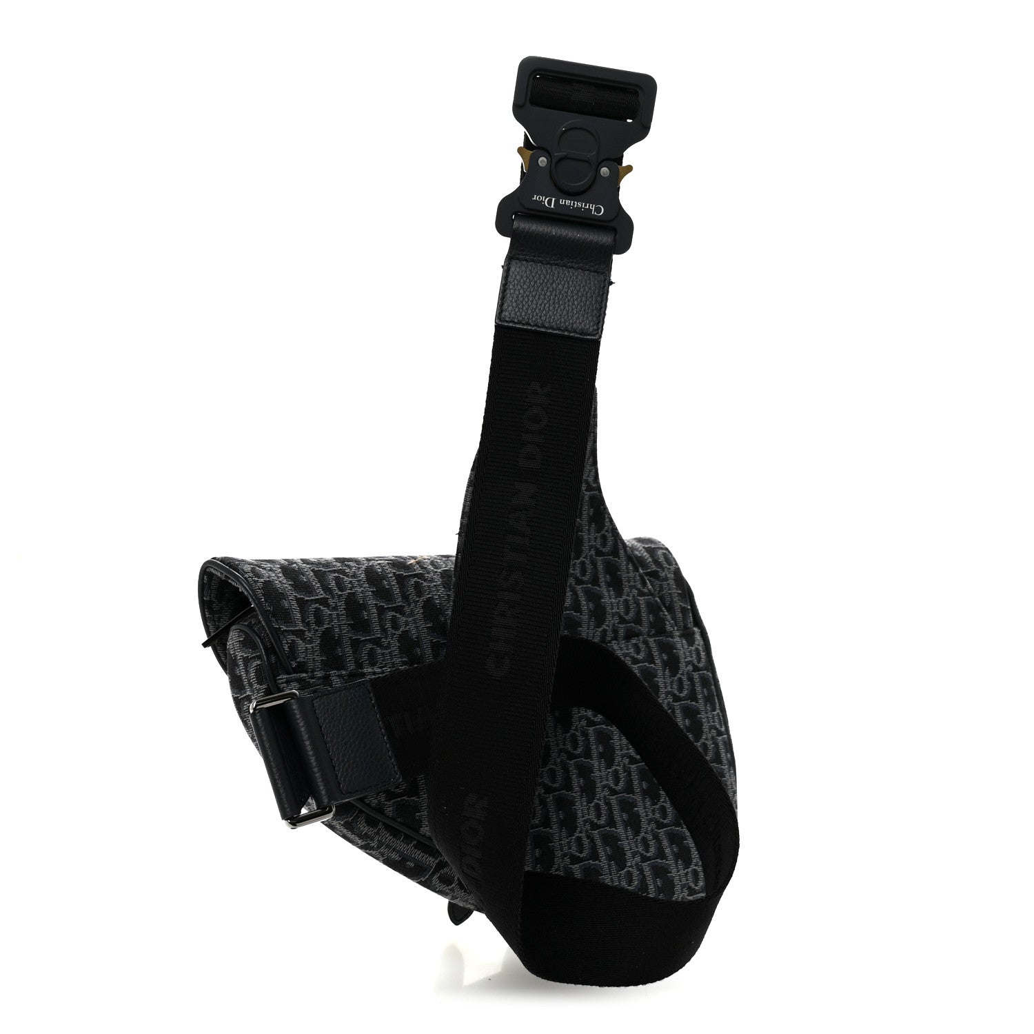 Christian Dior Oblique Mens Saddle Bag Black Blue