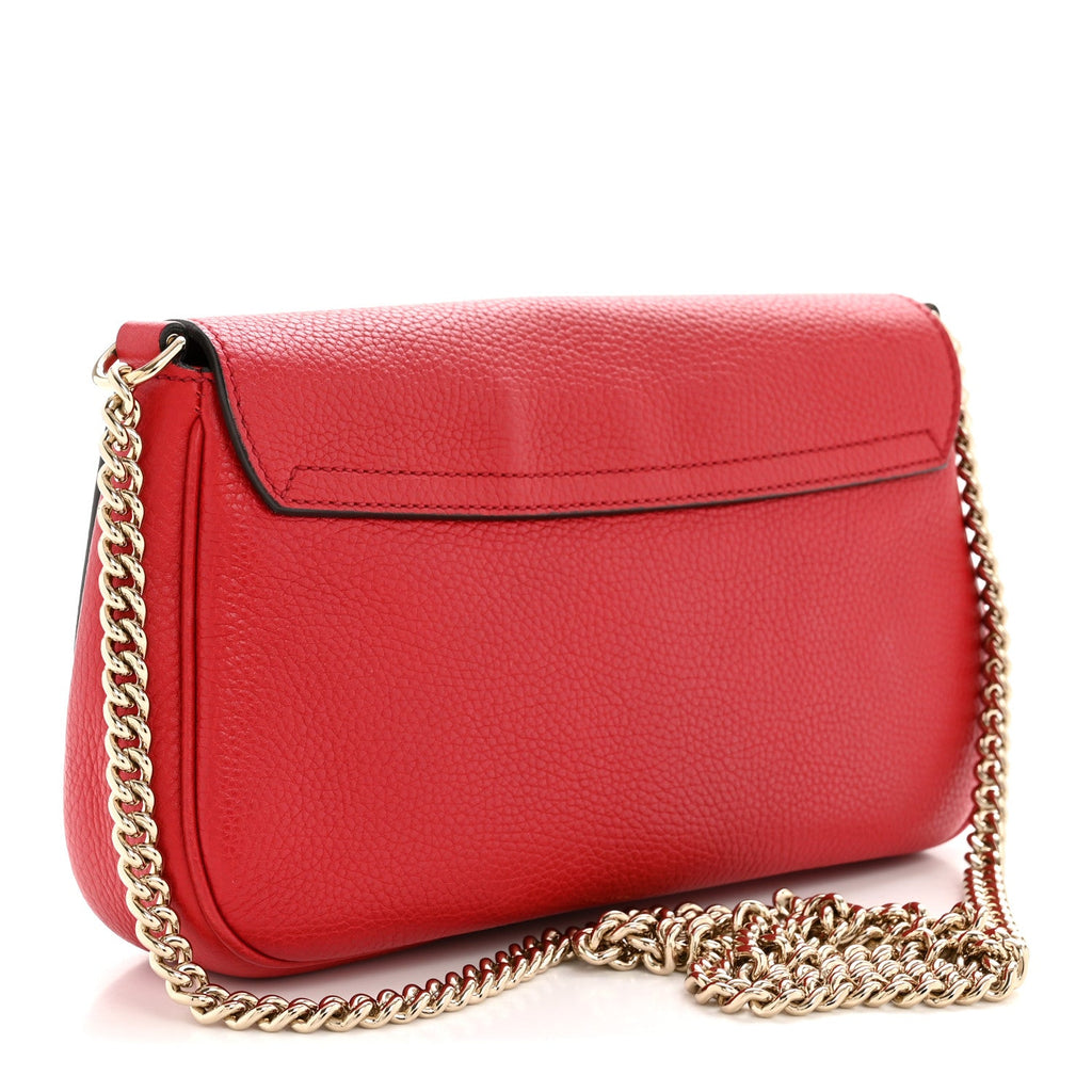 Gucci Pebbled Calfskin Medium Soho Flap Crossbody Tabasco Red