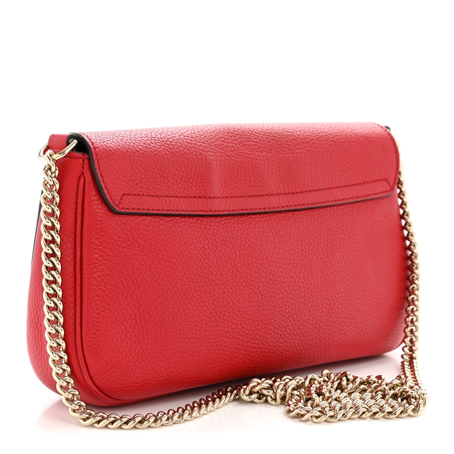 Gucci Pebbled Calfskin Medium Soho Flap Crossbody Tabasco Red