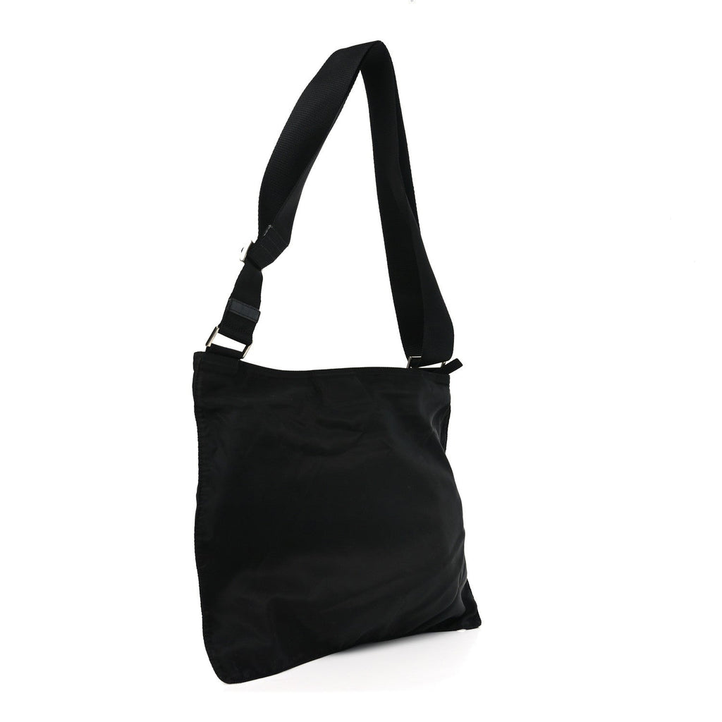 Prada Nylon Flat Messenger Bag Black