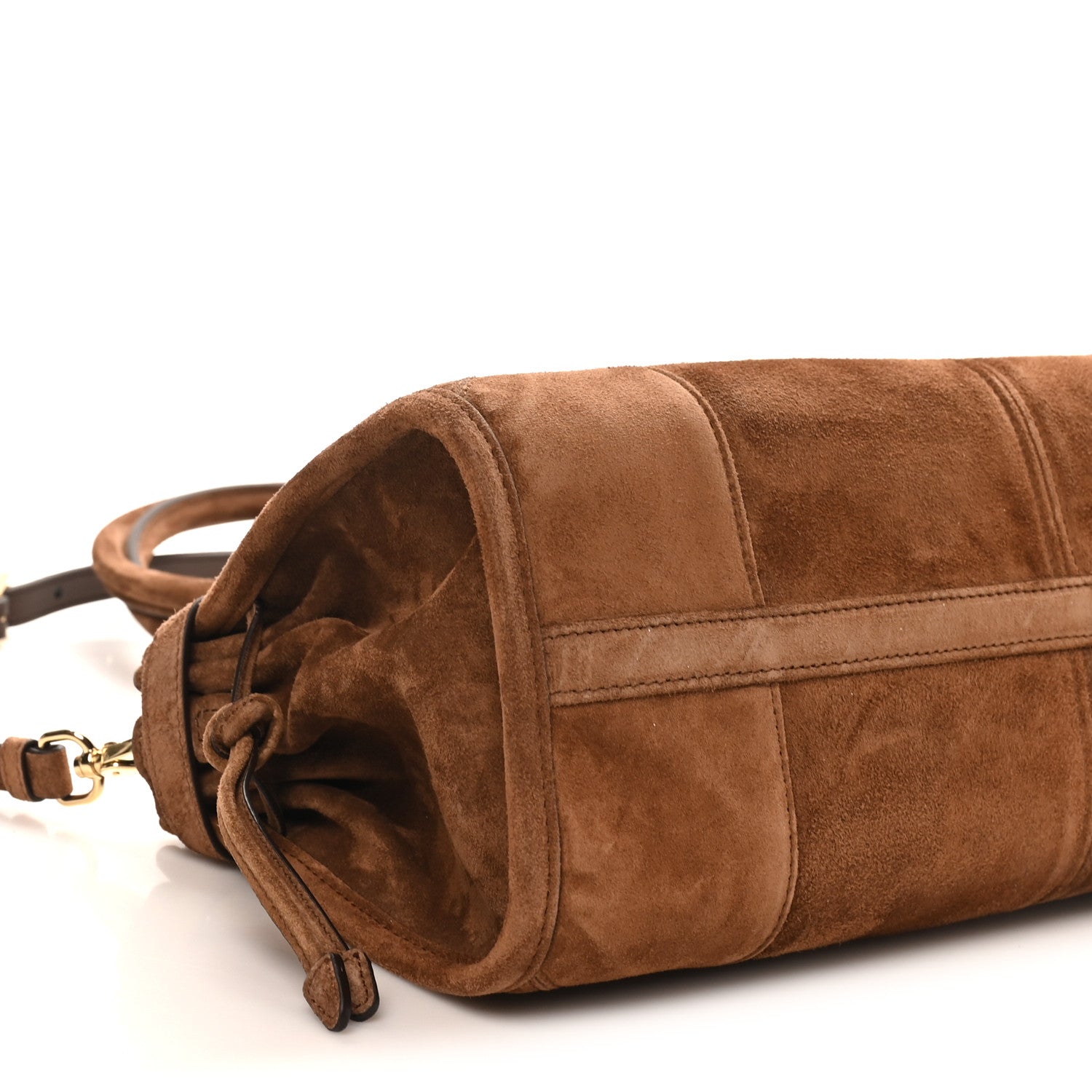 Prada Suede Triangle Medium Bonnie Shoulder Bag Cacao