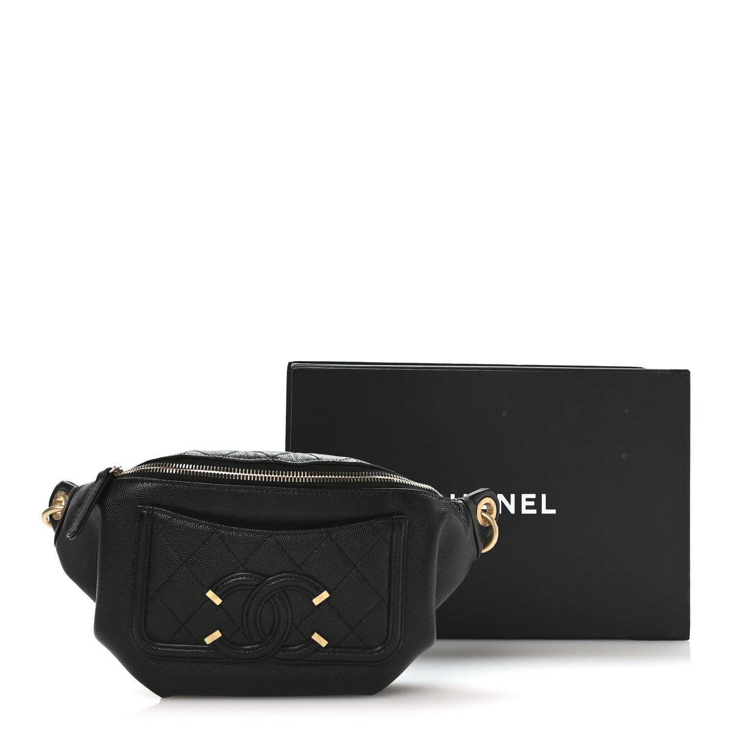 Chanel Caviar Quilted Filigree Waist Bag Black