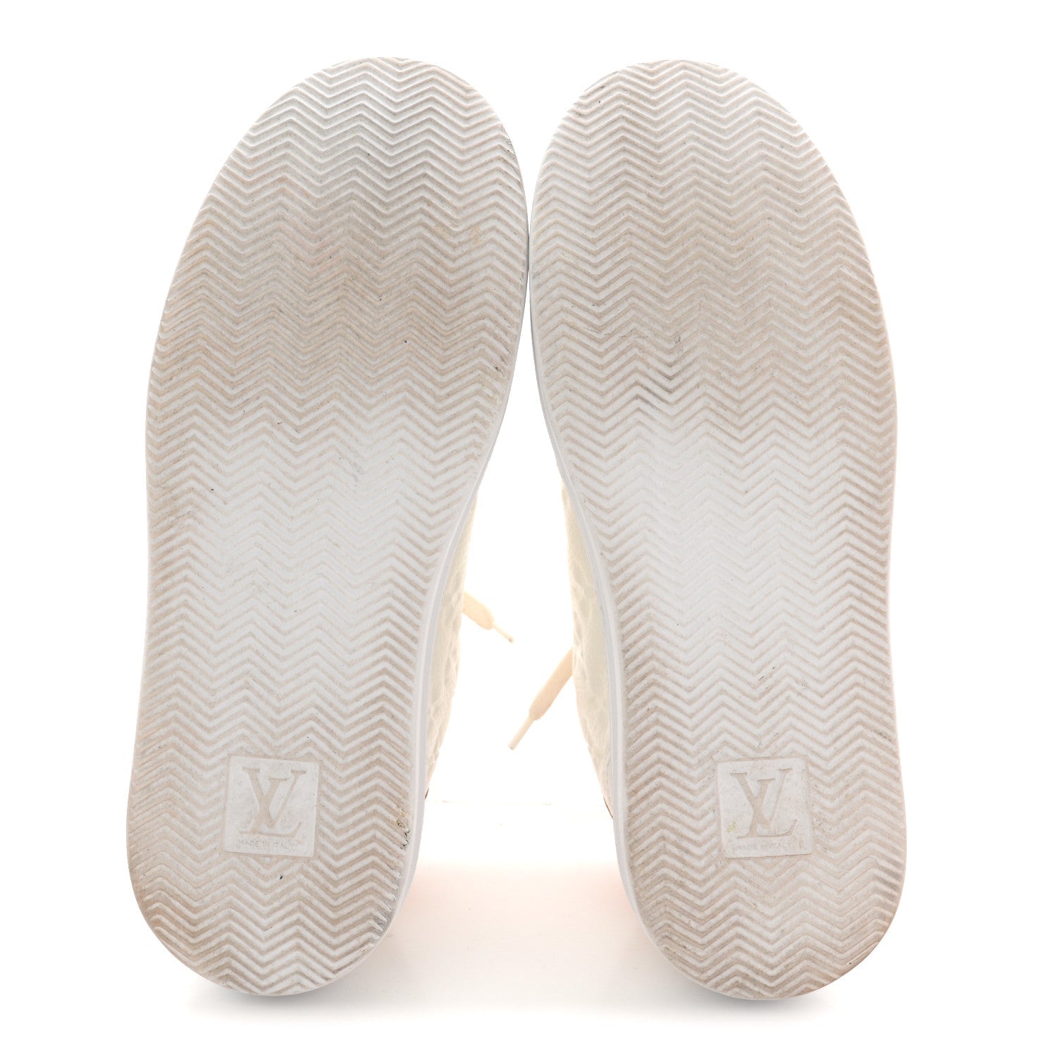 Louis Vuitton Grained Calfskin Embossed Monogram Mens Beverly Hills Sneakers 8.5 White