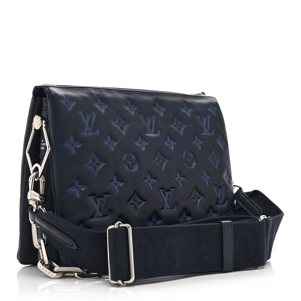 Louis Vuitton Lambskin Embossed Monogram Coussin PM Denim Blue