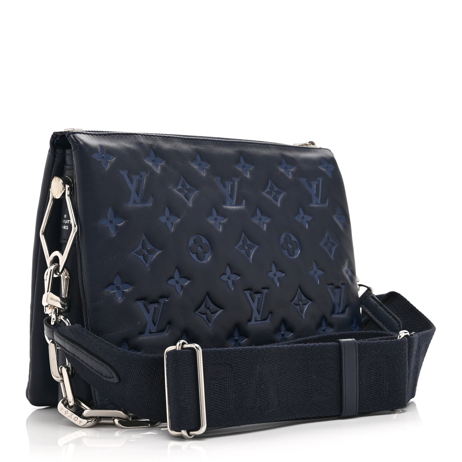 Louis Vuitton Lambskin Embossed Monogram Coussin PM Denim Blue