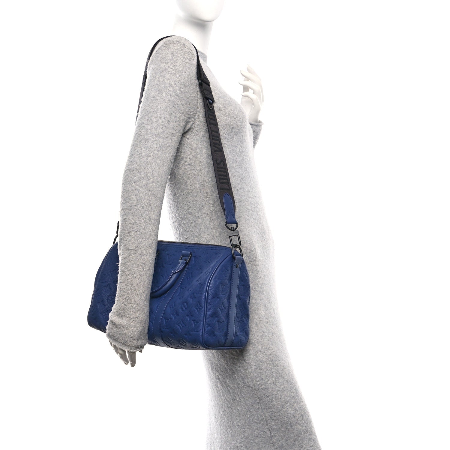 Louis Vuitton Monogram Taurillon Keepall Bandouliere 35 Blue