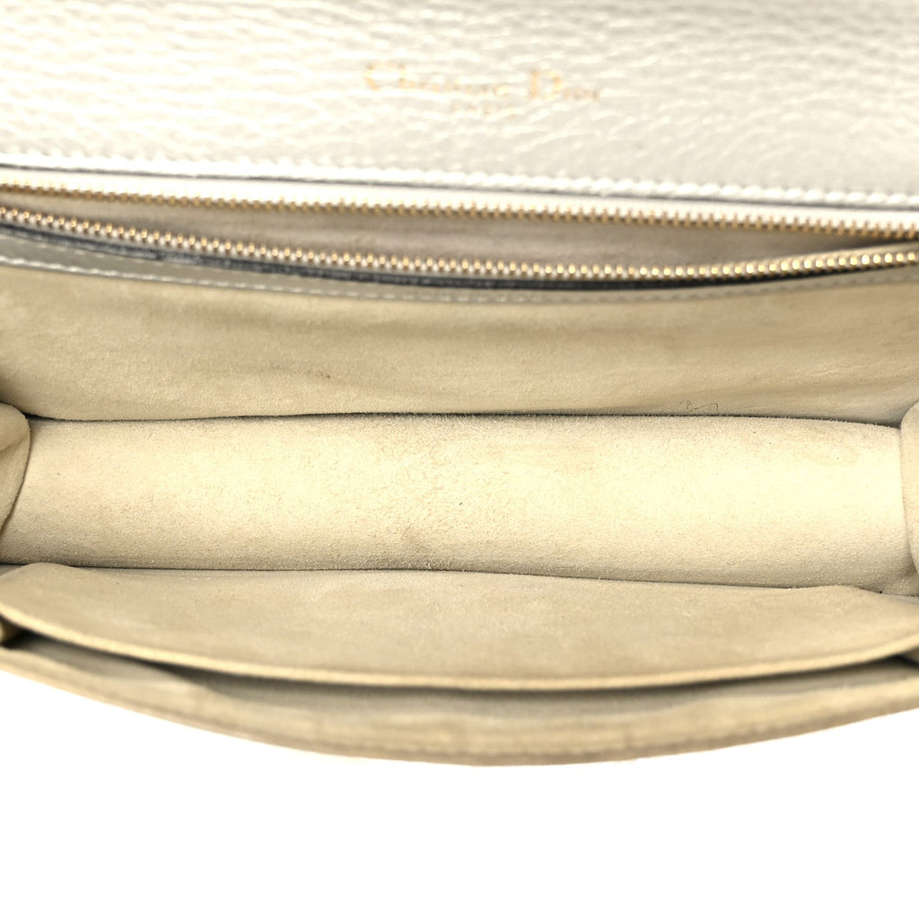Christian Dior Metallic Grained Calfskin Medium Diorama Flap Bag Silver