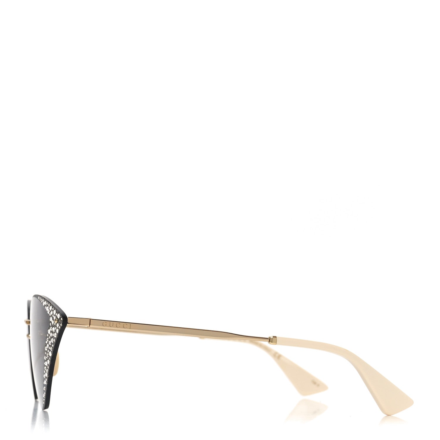 Gucci Metal Crystal Geometrical Frame Sunglasses GG0898S Silver Gold