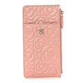 Caviar Camellia Embossed Classic Flat Wallet Pouch Pink
