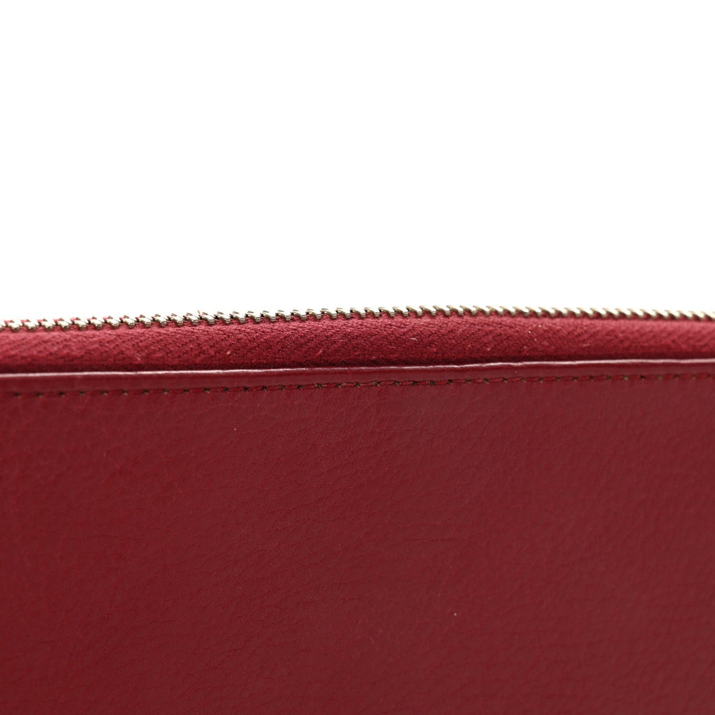Gucci Pebbled Calfskin Studded Soho Zip Around Wallet Soft Burgundy