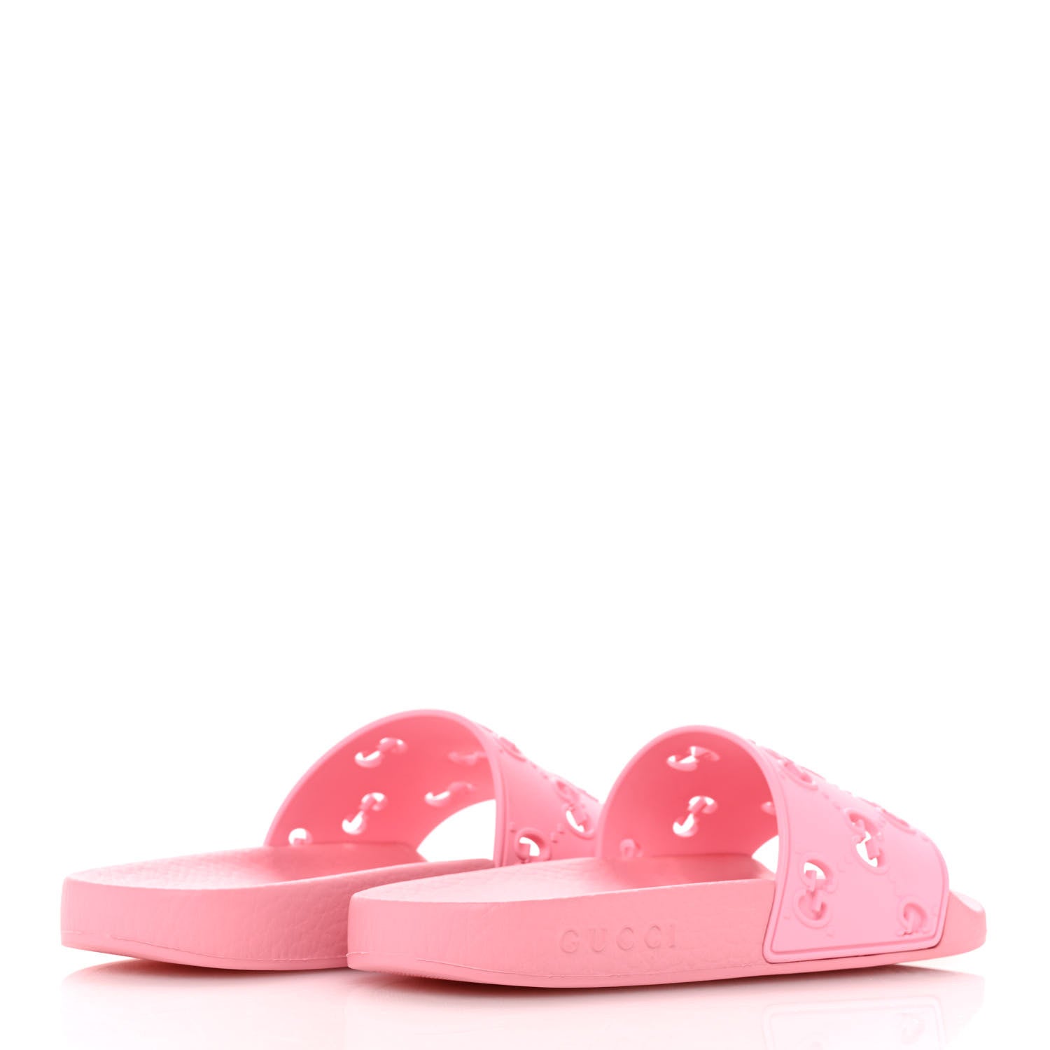 Gucci Rubber GG Monogram Perforated Womens Slide Sandals 36 Rose Box