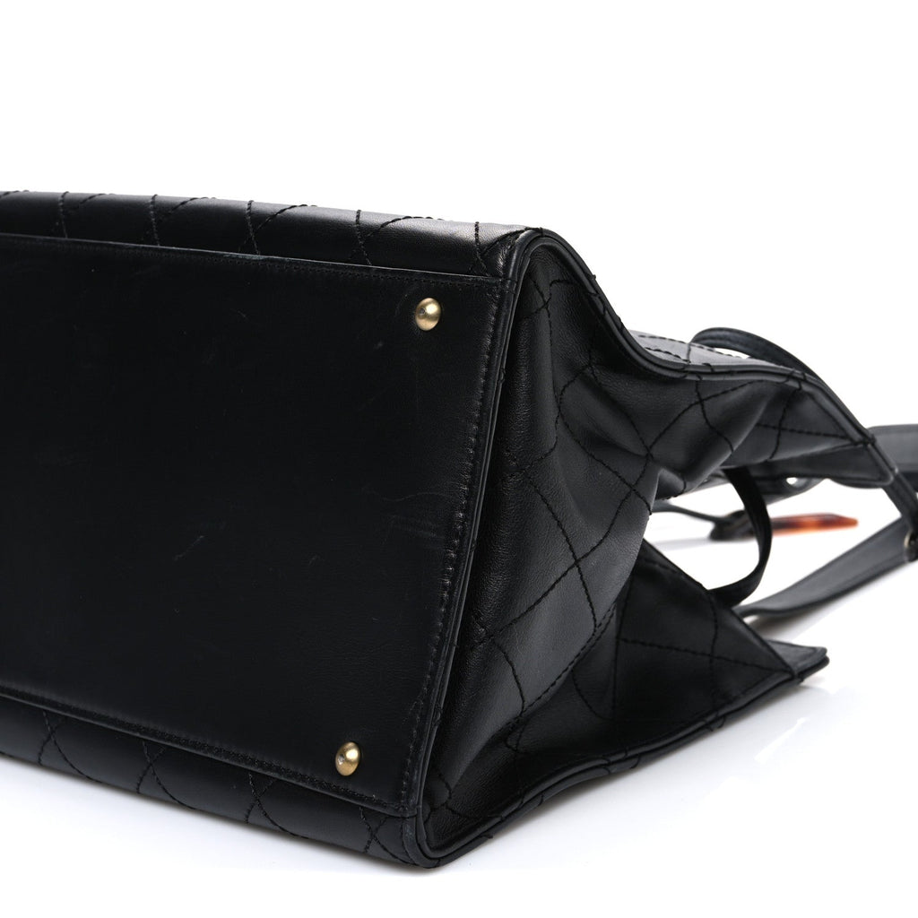 Chanel Lambskin Diamond Stitched Shoulder Bag Black