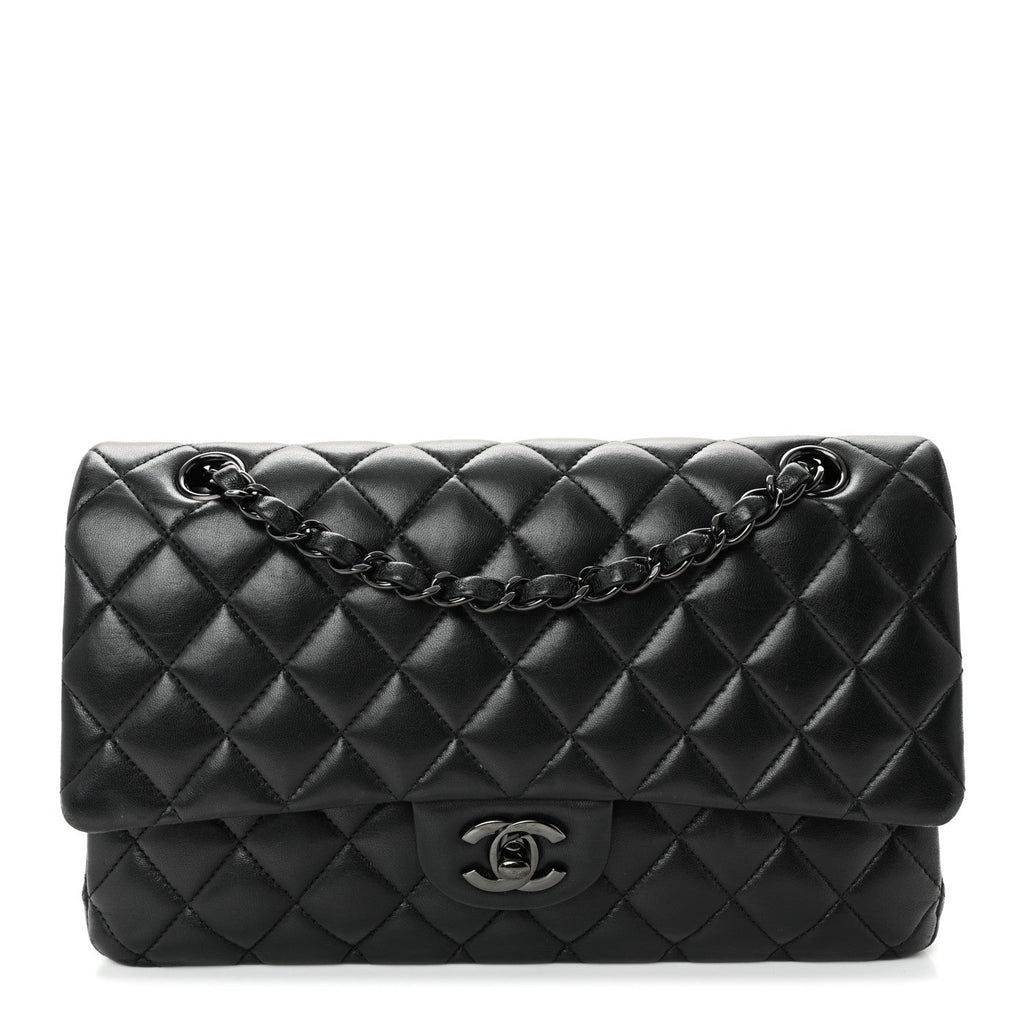 Chanel Lambskin Quilted Medium Double Flap So Black