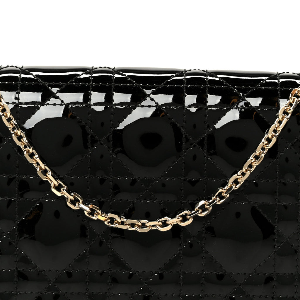 Christian Dior Patent Cannage Lady Dior Pouch Black