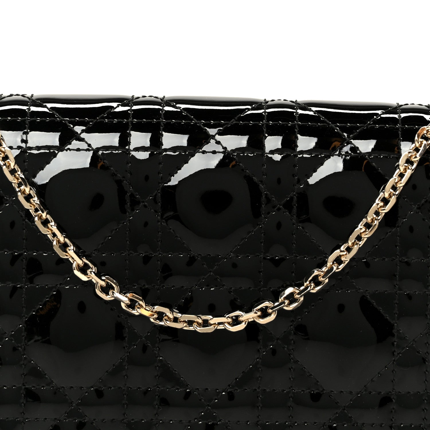 Christian Dior Patent Cannage Lady Dior Pouch Black