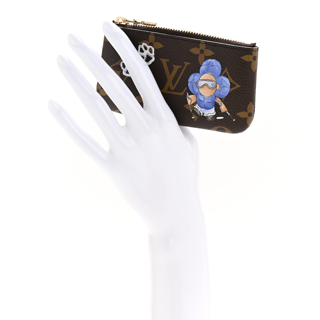 Louis Vuitton Monogram 2025 Christmas Animation Vivienne Paw Print Key Pouch Blue Frost