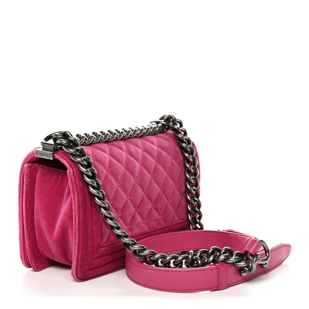Chanel Velvet Quilted Small Boy Flap Fuchsia