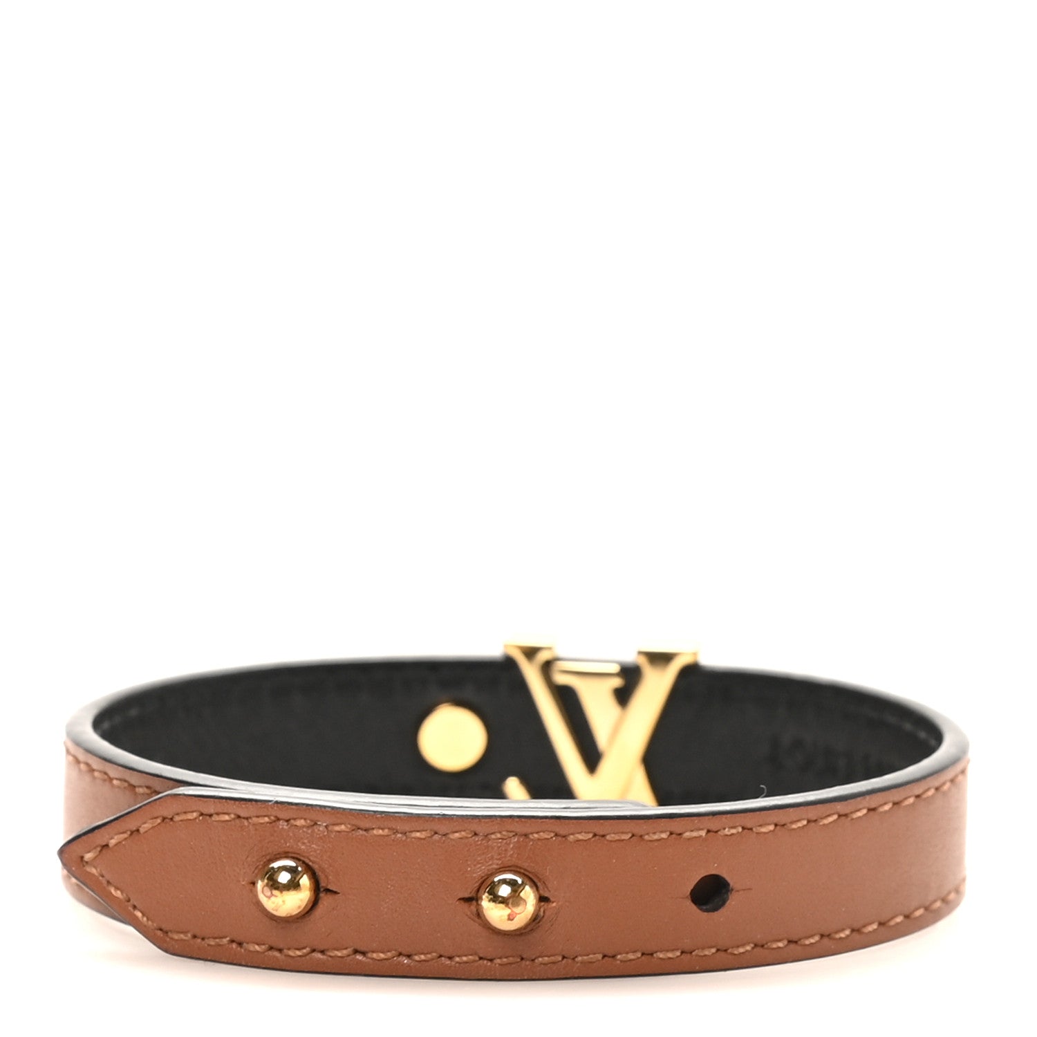 Louis Vuitton Calfskin LV Iconic Bracelet 19 Tan