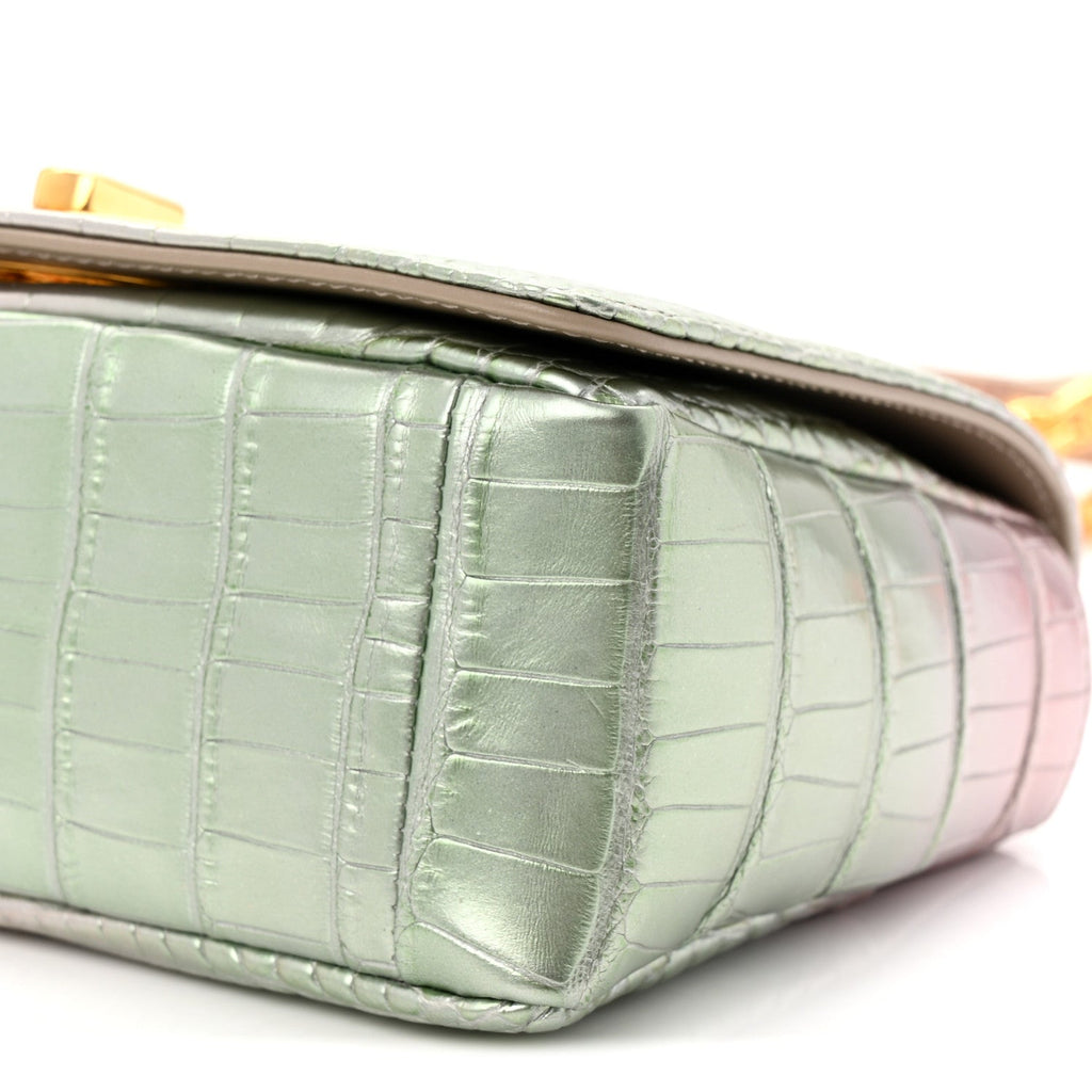 Christian Dior Metallic Alligator Small Caro Bag Multicolor