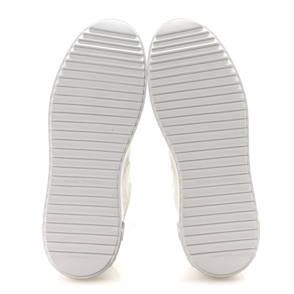 Louis Vuitton Lambskin Embossed Monogram Time Out Sneakers 39.5 White