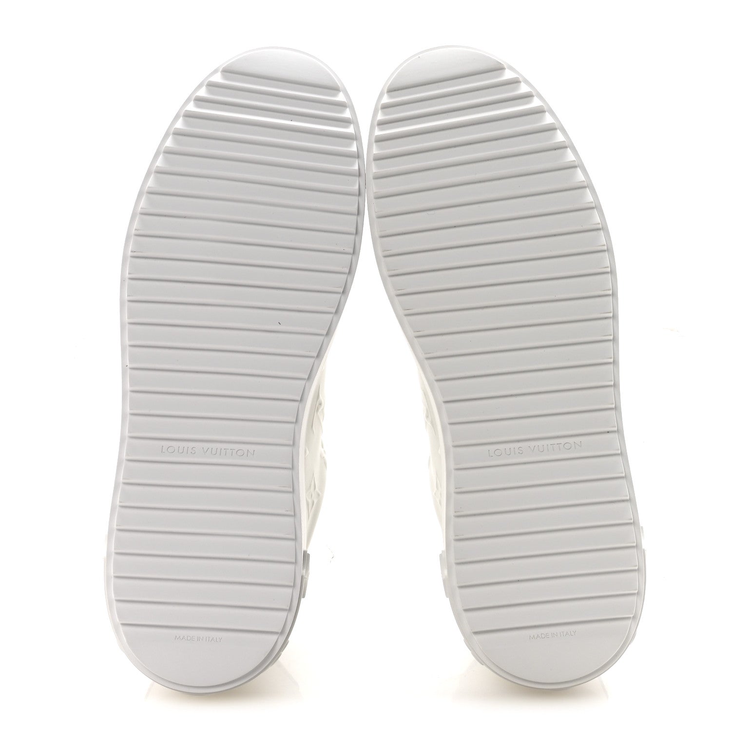 Louis Vuitton Lambskin Embossed Monogram Time Out Sneakers 39.5 White
