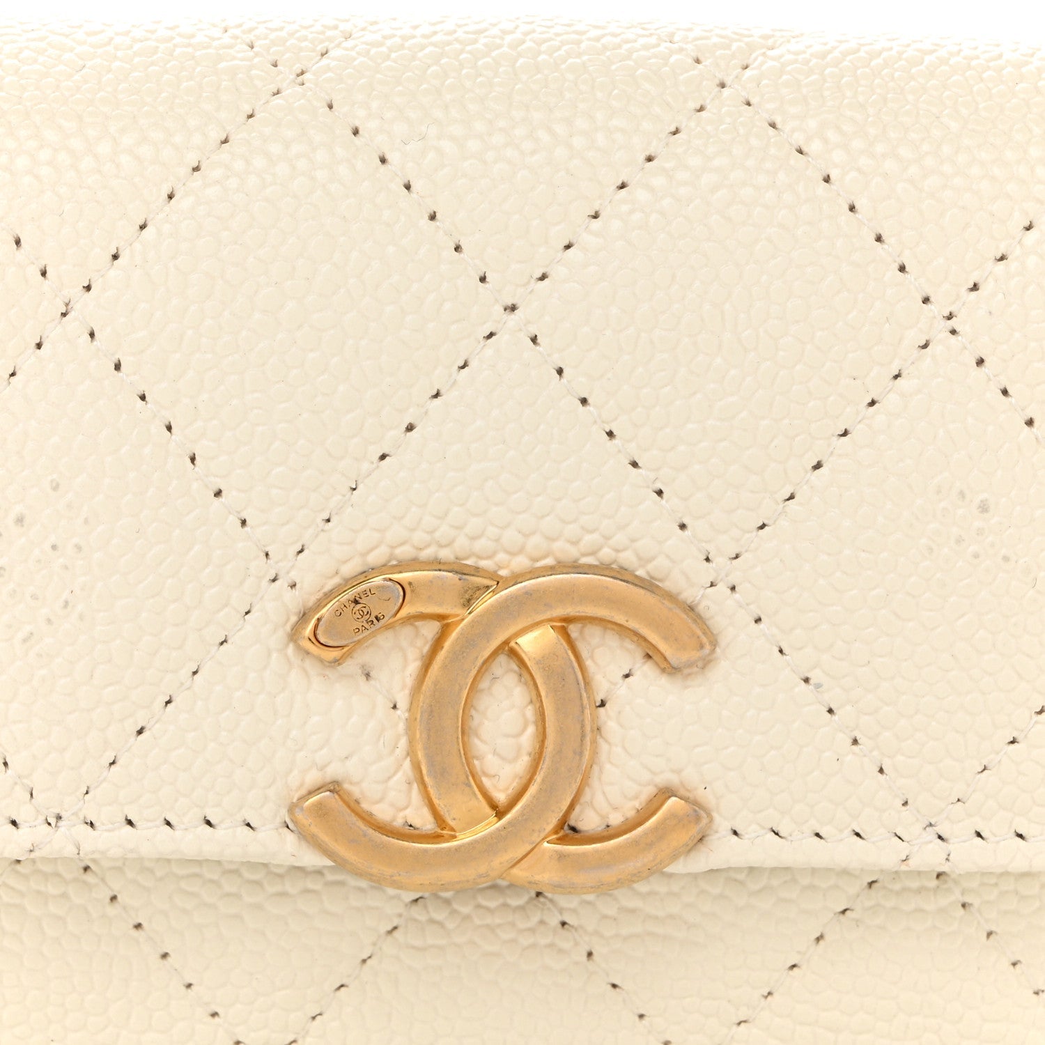 Chanel Shiny Caviar Quilted Chain Melody Belt Bag White