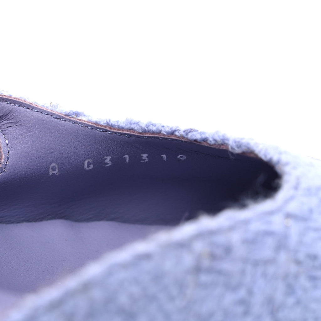 Iridescent Wool Tweed Patent Cap Toe CC Slingback Flats 40 Light Purple Silver Black
