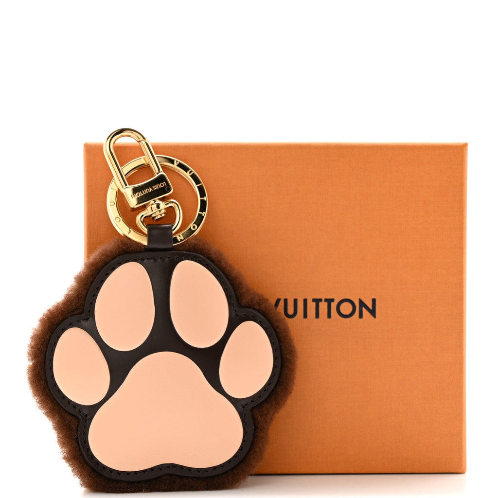 Louis Vuitton Shearling LV Paw Key Holder Bag Charm Brown