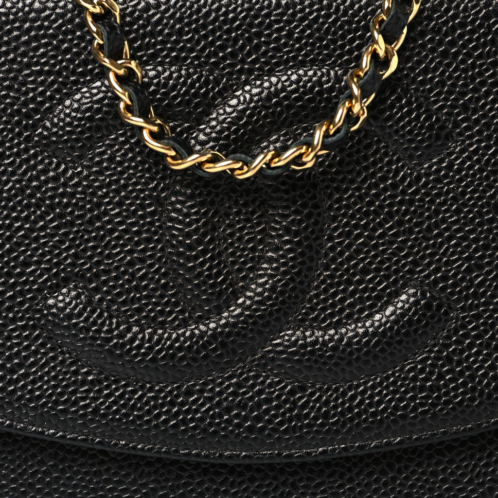 Chanel Caviar Timeless CC Wallet On Chain WOC Black